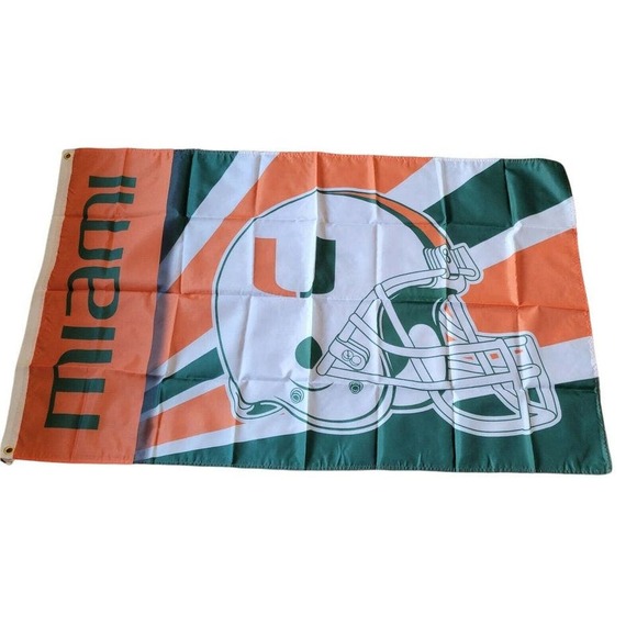 Miami Hurricanes Flag Banner New 3x5 Feet Extra Large Mancave Garage Tailgate - Picture 2 of 2